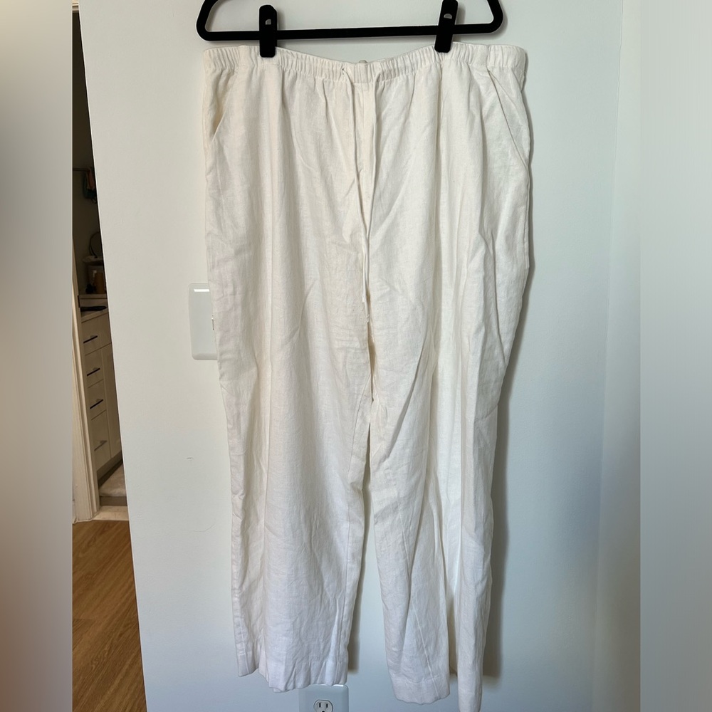 Abercrombie & Fitch Linen Blend Pull On Wide Leg Pant